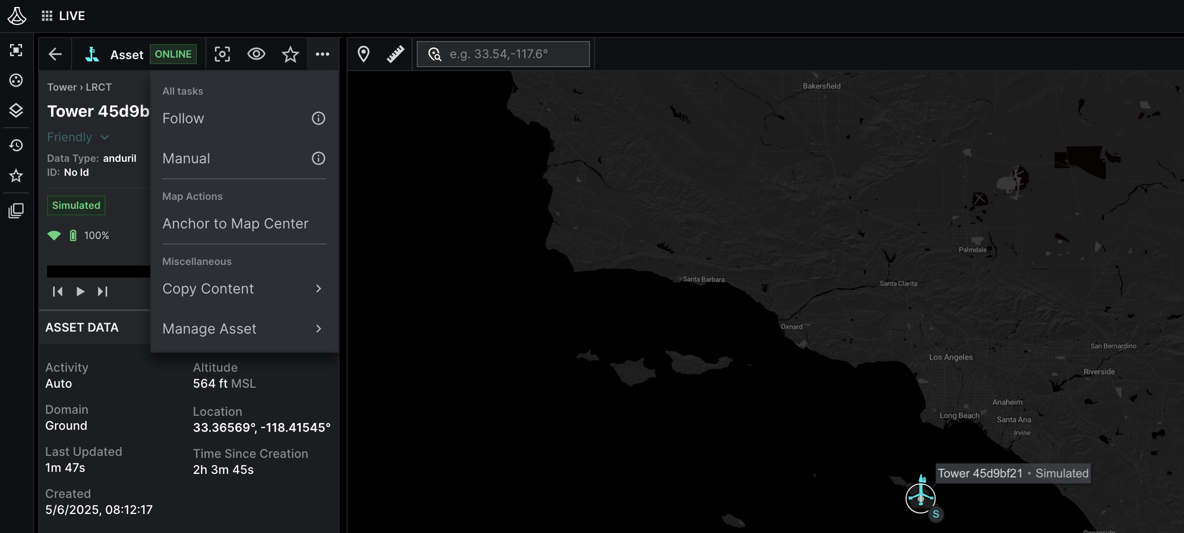 Shows the drop down menu where you can see the entity details.
