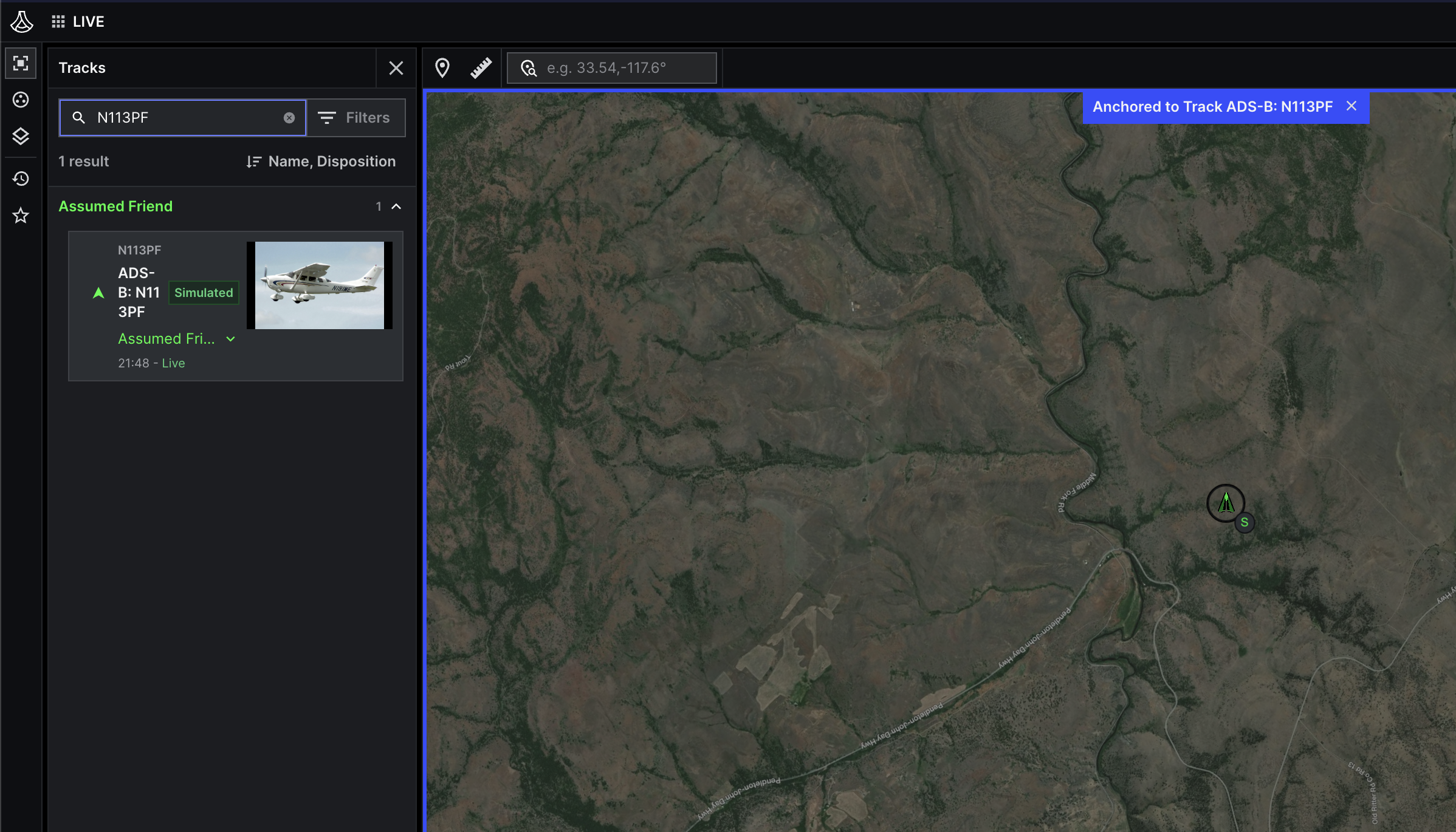 Shows the panel where you can search for the surface vessel.