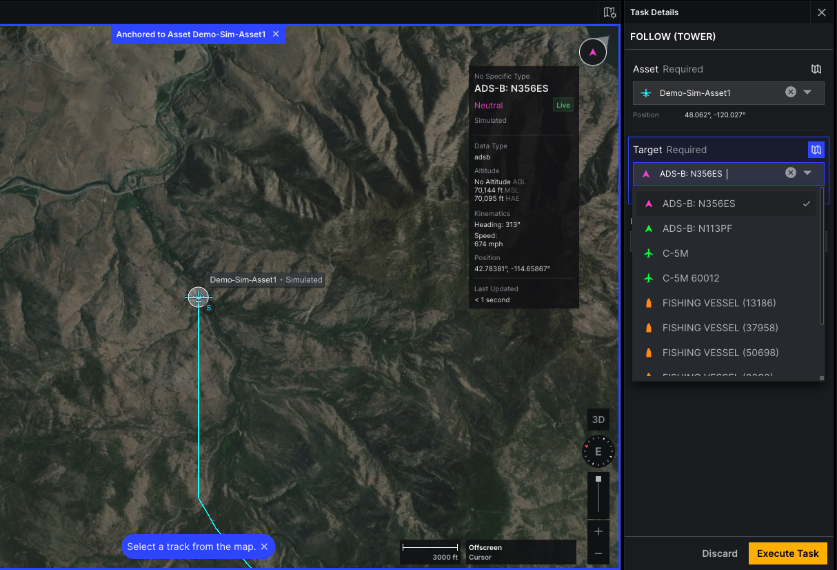 Shows the drop down menu where you can see available targets for the task.